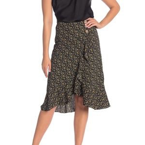 Floral Wrap Midi Skirt